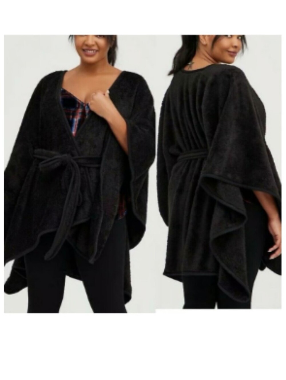 Torrid Cozy Black Sherpa with Belt NWT ONE Size